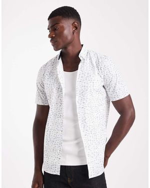 French Connection Cotton Short Sleeve Floral Shirt - White