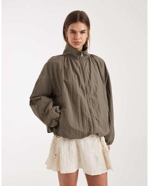 ASOS Oversized Bubble Hem Track Jacket - Brown