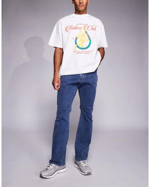 Liquor N Poker Stacked Slim Flare Denim Jeans - Blue