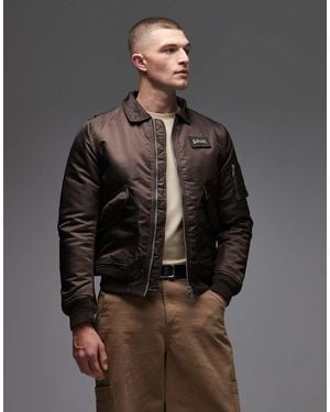 Schott Nyc Logo Patch Detail Zip Pocket Detail Cropped Padded Jacket - Grey