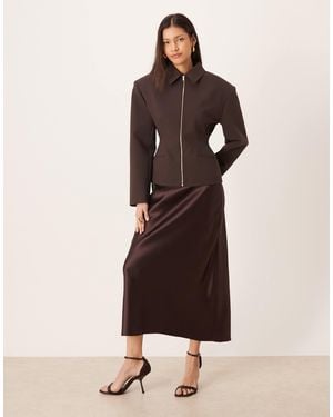 Mango Satin Maxi Skirt - Purple