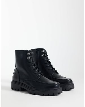 ASOS Lace Up Boots With Hiker Detailing - Blue