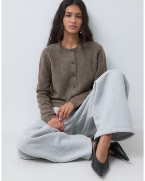 Jdy Strickjacke mit rundhalsausschnitt mit wolle - Grau