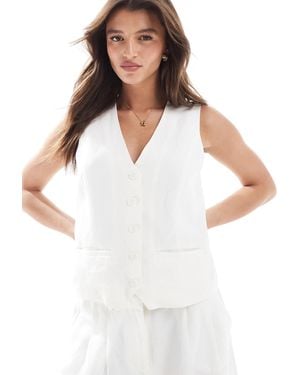 ONLY Linen Mix Waistcoat Co-ord - White