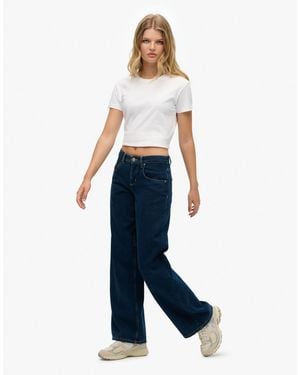 Superdry – cult – weite jeans - Blau