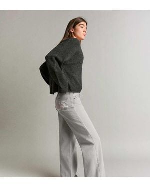 Bershka Straight-Leg Twill Trousers - Grey