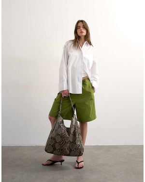 TOPSHOP Pantalones Cortos Verdes Cargo De Corte Alargado Con Cordones Elásticos De - Blanco