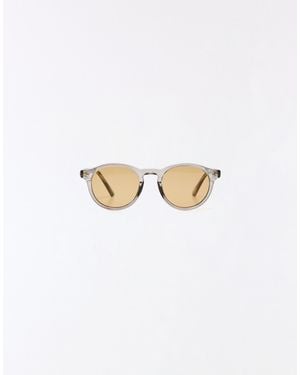 Bershka – runde sonnenbrille mit transparentem gestell und animal-print - Weiß