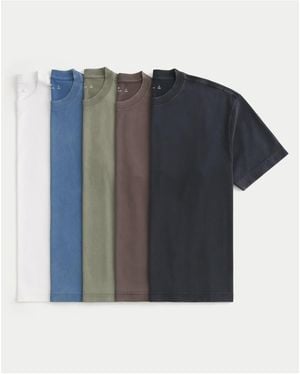 Hollister Boxy Heavyweight Crew T-Shirt 5-Pack - Blue