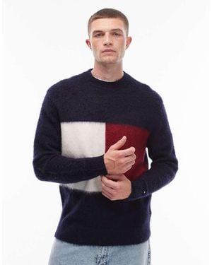 Tommy Hilfiger Jersey Con Bandera Grande De Lana De Alpaca De - Azul