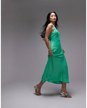 TOPSHOP Vestido Largo Muy Escotado De Satén De - Verde