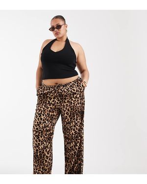 ONLY Pantaloni A Fondo Ampio Con Stampa Animalier - Nero
