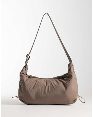 4505 Woven Padded Ruched Side Shoulder Studio Gym Bag - Brown