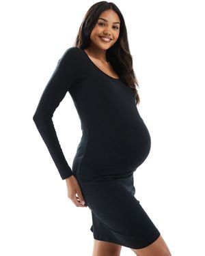 Mama.licious Mamalicious Maternity Long Sleeve Jersey Mini Dress - Black