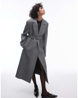 Mango Capsule Structured Wool Coat With Belt - Grey