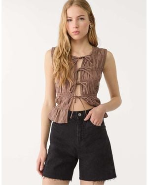 Stradivarius D93 Longline Denim Shorts - Black
