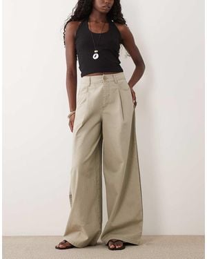 ASOS Barrel Trousers With Side Panel Detail - Natural