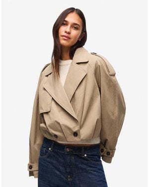 Bershka Short Balloon Trench Jacket - Natural