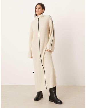 Vila High Neck Knitted Maxi Dress - Natural