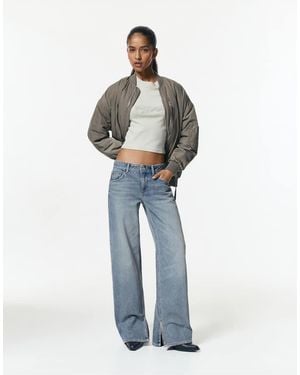 Pull&Bear Straight-leg Jeans With Splits - Blue