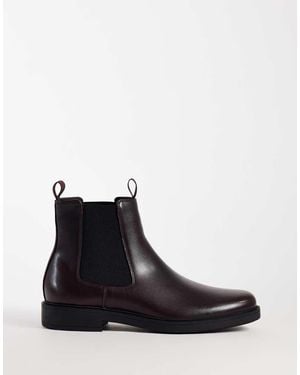 ASOS Botas Chelsea Con Doble Tirador En Granate-Rojo - Negro