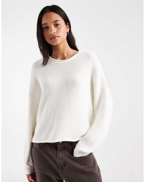 Hollister Knitted Boxy Crew Neck Sweater - White