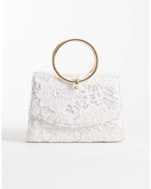New Look Broderie Clutch Bag - White