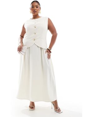 Renee Studio Plus Exclusive Tailored Waistcoat Maxi Dress - White