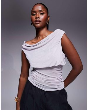 ASOS Mesh Cinch Waist Top - Grey