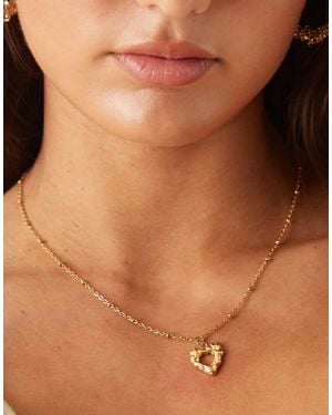 ASOS Waterproof Stainless Steel Necklace With Molten Heart - Brown