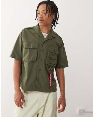 Alpha Industries Camisa Verde Caqui Con Logo Safari De Alpha