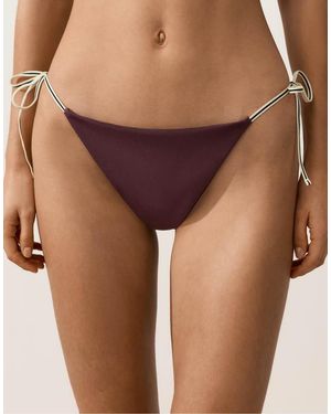 Oysho Medium-Coverage Tie Bikini Briefs - Brown