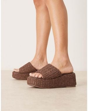 ASOS Teagan Flatform Footbed Wedge Sandals - Brown