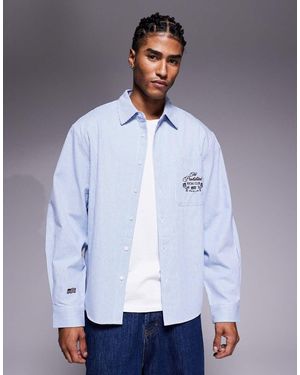 Prohibited Camisa A Rayas De Manga Larga Con Bolsillo Y Logo De - Blanco