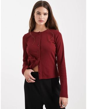Brave Soul Button Down Long Sleeve Top - Red