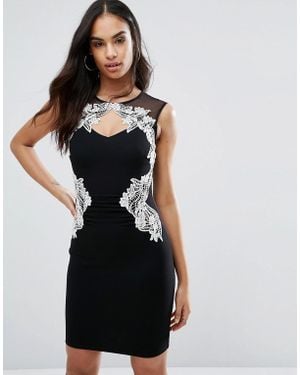 Lipsy Michelle Keegan Loves Floral Lace Bodycon Dress - Black