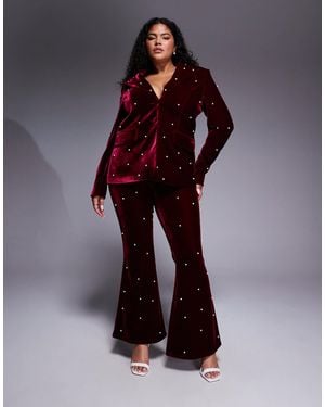 ASOS Curve Tailo Pants With Pearl Embellishment - Purple