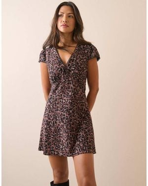 Nobody's Child Leopard Print Rosa Mini Dress - Brown