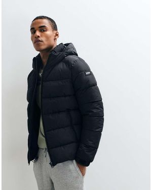 Schott Nyc Chaqueta Acolchada Con Capucha Negra - Azul