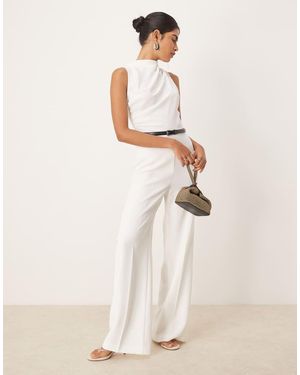 Mango Tuta Jumpsuit Bianca Con Drappeggio E Arricciatura - Neutro