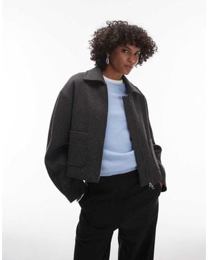 Mango Zip Down Wool Jacket - Blue