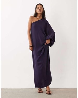 Mango Hardware Detail One Shoulder Maxi Dress - Blue