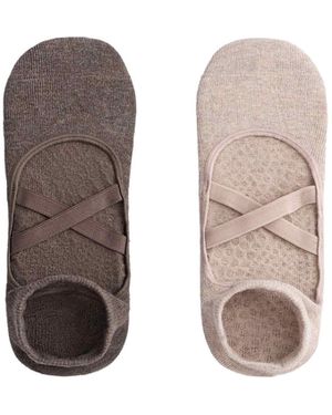 Oysho 2 paar trainer-socken aus baumwollmix für yoga und pilates - Braun