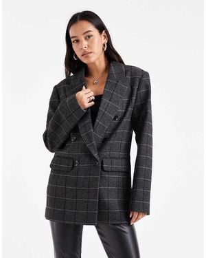 ASOS Wool Blend Tailored Double Breasted Power Blazer - Black