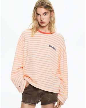 Pull&Bear Long Sleeve Striped T-shirt - Natural