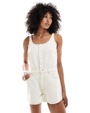 ASOS Denim A Line Playsuit - White