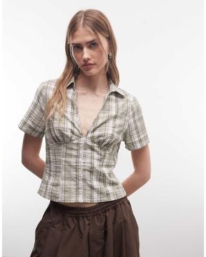 Collusion Fitted Cinched Waist Shirt - Grey
