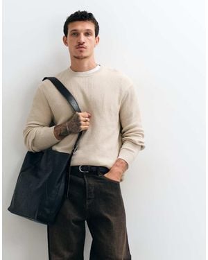 Only & Sons Relaxed Fit Crew Neck Knit Jumper - Natural