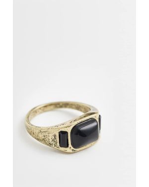 ASOS Zegelring Met Drie Zwarte Stenen - Metallic