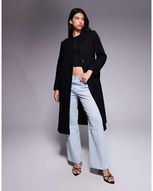 River Island Notch Belted Wrap Coat - Blue